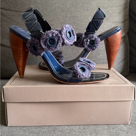 Tory Burch Shoes - Tory Burch Freya Navy Blue Slides Shoes